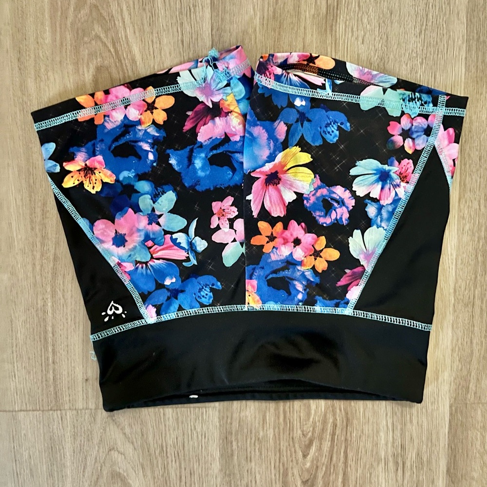 Justice Floral Kids Shorts - Black and Multicolor